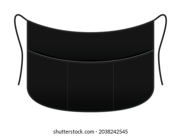 Black Half Apron Template Vector On White Background.