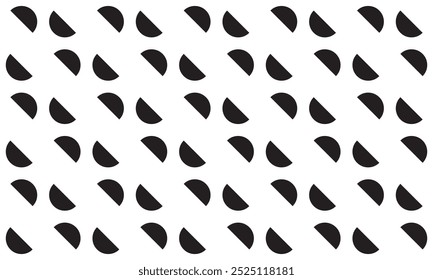 Black half circle diagonal stacked geometric seamless pattern. Perfect for printing, design and textiles