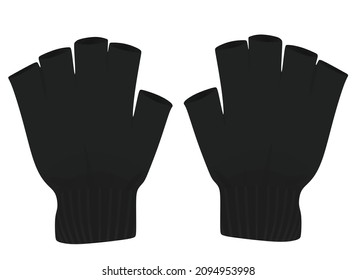 Schwarze halbe Fingerhandschuhe. Vektorgrafik