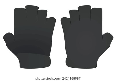 Black half finger gloves. vector illustration