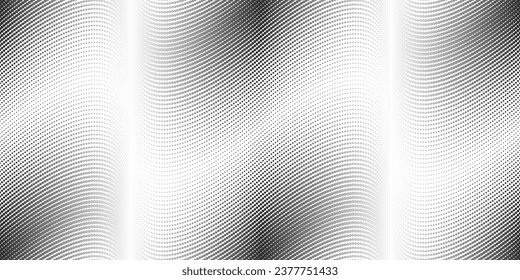 Black half tone waves on white background seamless pattern. Polka dot texture. Vector illustration