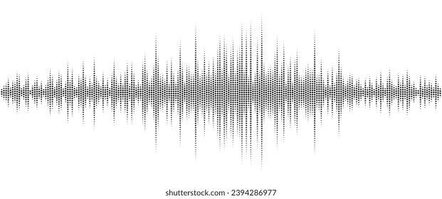 Black halftone audio sound wave icon vector isolated