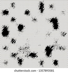 Black halftone background with ink blobs. Vector modern background for posters, brochures, sites, web, cards, interior design