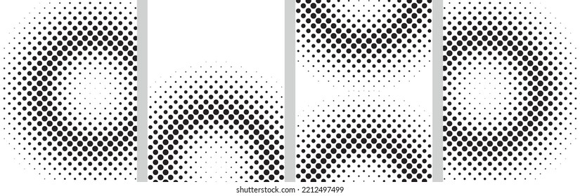 Fondo de medio tono negro. Punto de polka negro. Patrón de semitono. Ilustración vectorial.