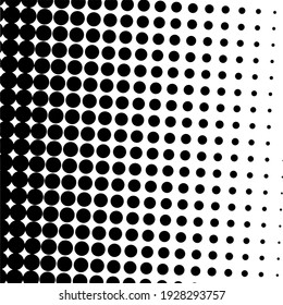 Fondo negro de medio tono con puntos de polka negro. Patrón de semitono. Fondo de semitono moderno y limpio, fondo, patrón texturado o superposición. Ilustración vectorial.