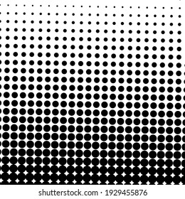 Fondo negro de medio tono con puntos de polka negro. Patrón de semitono. Fondo de semitono moderno y limpio, fondo, patrón texturado o superposición. Ilustración vectorial.