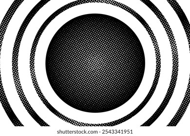 Black Halftone Circle Frame Background. Technology Banner. Abstract Business Wallpaper. Vector Illustration