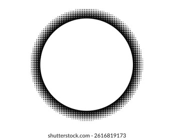 Black Halftone Circle Frame Isolated On White Background. Technology Banner. Abstract Business Wallpaper. Vector Illustration