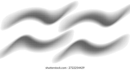 Black halftone curved dotted background. Banner with space for text. Vector illustration.
