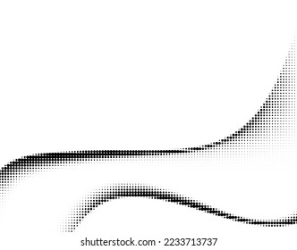 Black halftone curved dotted lines. Design element with space for text. Vector illustration.