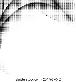 Black halftone curved dotted veil border. Space for text. Vector illustration.