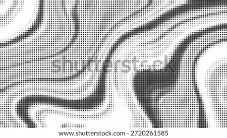 Black Halftone Curved Line Vector Pattern for Editorial and Print Design, used in magazines and layouts