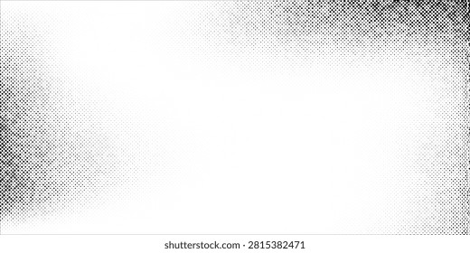 Black Halftone Dot Gradient Overlay on Transparent Background.