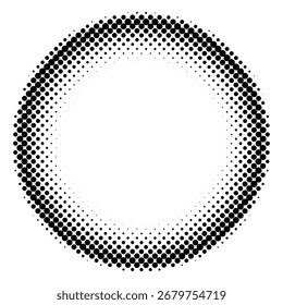 Puntos de semitono negro formando una forma de anillo en blanco