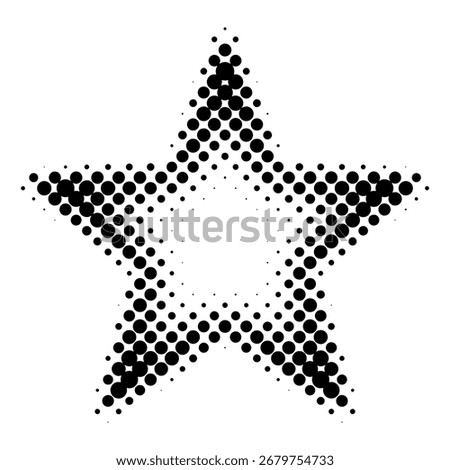 Black halftone dots forming a star shape on white