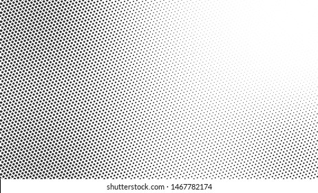 Black halftone dots on a white background create a distinctive pattern, using varying dot sizes and spacing to add depth and contrast. This simple yet striking design is versatile in art, print.