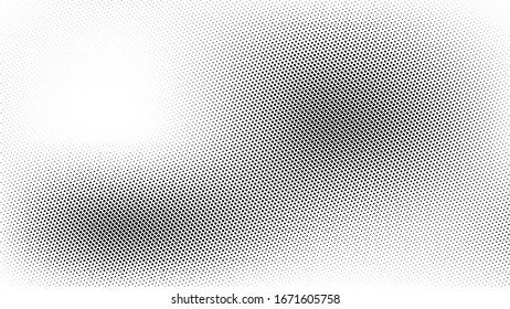 Black halftone dots on a white background create a distinctive pattern, using varying dot sizes and spacing to add depth and contrast. This simple yet striking design is versatile in art, print.