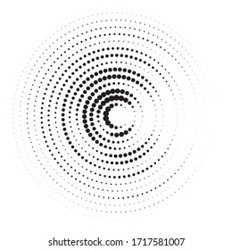 Black halftone dots on a white background create a distinctive pattern, using varying dot sizes and spacing to add depth and contrast. This simple yet striking design is versatile in art, print.