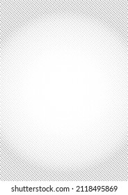 Black halftone dots on a white background create a distinctive pattern, using varying dot sizes and spacing to add depth and contrast. This simple yet striking design is versatile in art, print.