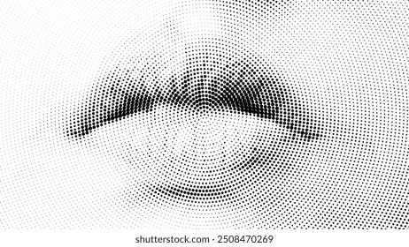 Ilustración de ojos estilizados de semitono intrincadamente detallados en blanco y negro de alto contraste con textura punteada, perfecto para los amantes del arte moderno, minimalista y Abstractas