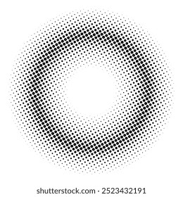 Ilustración vectorial de puntos de semitono negro sobre fondo blanco