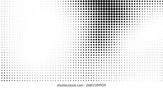 Puntos de semitono negro sobre un fondo blanco. Diseño en blanco en estilo de arte pop cómico. eps10