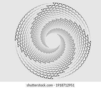  Los puntos de color negro medio en forma de vórtice. Arte geométrico. Elemento de diseño moderno.Líneas circulares y radiales volute, helix.Círculo segmentado con rotación.Líneas de arco radiante.Cochlear