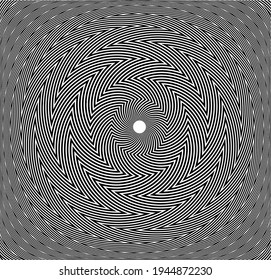 
Black halftone dots in vortex form. Geometric art. Trendy design element.Circular and radial lines volute, helix.Segmented circle with rotation.Radiating arc lines.Cochlear.zig zag