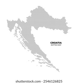 black halftone dotted croatia map