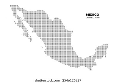 black halftone dotted mexico map