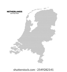 black halftone dotted netherlands map