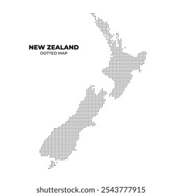 black halftone dotted new zealand map