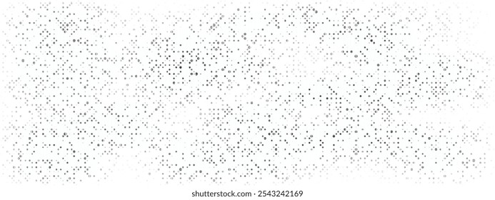 Black Halftone Dotted Texture. Polka Dot Background. Pop Art Wallpaper. Irregular Noise Overlay Backdrop. Irregular Grunge Particle. Vector Illustration