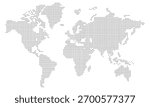Black halftone dotted world map. Vector illustration. Dotted map in flat design. Vector illustration isolated on white background