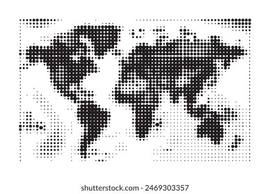 black halftone dotted world map