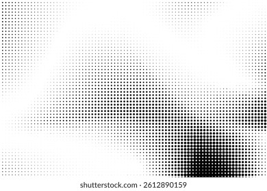 Black Halftone Gradient Effect Isolated on White Background. Dot sand texture. Smooth black geometric texture. Minimalistic design with subtle waves. Perfect for branding, geometric posters, flyers 