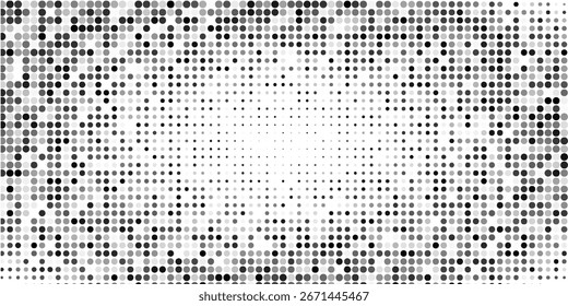 Black halftone pattern on white background. Linear halftone background