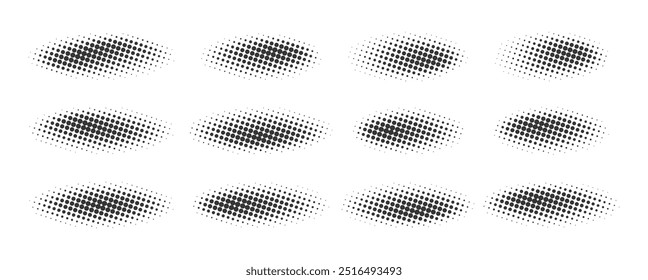 Conjunto de Elementos de diseño de Vector de icono de efecto de sombras redondas de semitono negro aislado