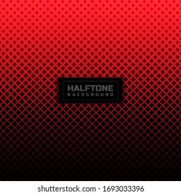 Black halftone square on red background and texture. Vector illustration