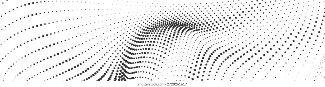 Padrão de vetor de onda quadrada de meio-tom preto para gráficos editoriais e design de impressão, usado em revistas, folhetos, layouts