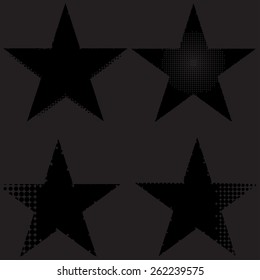 Black Halftone Stars Background. Set

