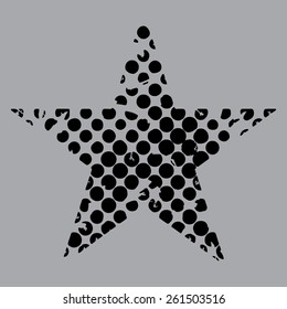 Black Halftone Stars Background. Vector Illustration. Gray Background



