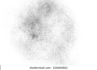 Black Halftone Texture On White Background. Modern Dotted Futuristic Backdrop. Fade Noise Overlay. Digitally Generated Image. Pop Art Style. Vector Illustration, Eps 10.
