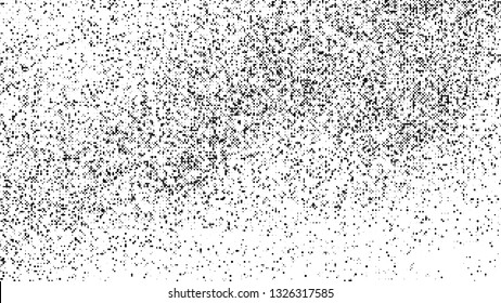 Black Halftone Texture On White Background. Braille Code Imitation Pattern. Modern Dotted Futuristic Backdrop. Fade Noise Overlay. Vector Illustration, Eps 10.