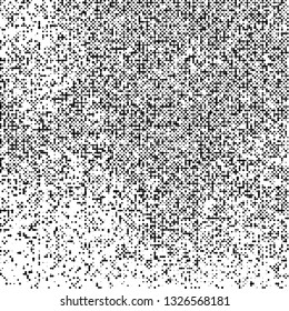 Black Halftone Texture On White Background. Braille Code Imitation Pattern. Modern Dotted Futuristic Backdrop. Fade Noise Overlay. Vector Illustration, Eps 10.