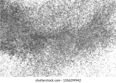 Black Halftone Texture On White Background. Modern Dotted Futuristic Backdrop. Fade Noise Overlay. Digitally Generated Image. Pop Art Style. Vector Illustration, Eps 10.