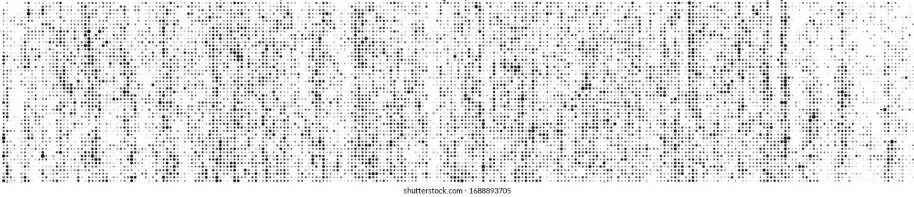 Black Halftone Texture On White Background. Modern Dotted Futuristic Backdrop. Fade Noise Overlay. Wide horizontal long banner for site. Pop Art Style. Vector Illustration, Eps 10.