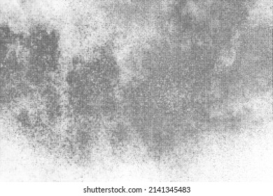 Black Halftone Texture On White Background. Modern Dotted Futuristic Backdrop. Fade Noise Overlay. Digitally Generated Image. Pop Art Style. Vector Illustration, Eps 10.