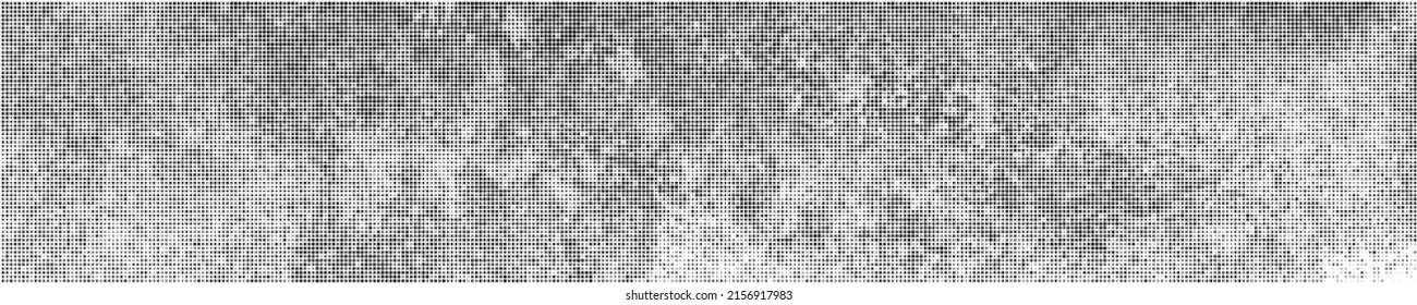 Textura De Medio Tono Negro Sobre Fondo Blanco. El Marco Futurista Moderno. Sobrecarga de ruido anticuado. Banner largo horizontal para el sitio. Estilo Pop Art. Ilustración De Vectores, Eps 10.