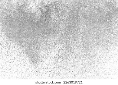 Black Halftone Texture On White Background. Modern Dotted Futuristic Backdrop. Fade Noise Overlay. Digitally Generated Image. Pop Art Style. Vector Illustration, Eps 10.